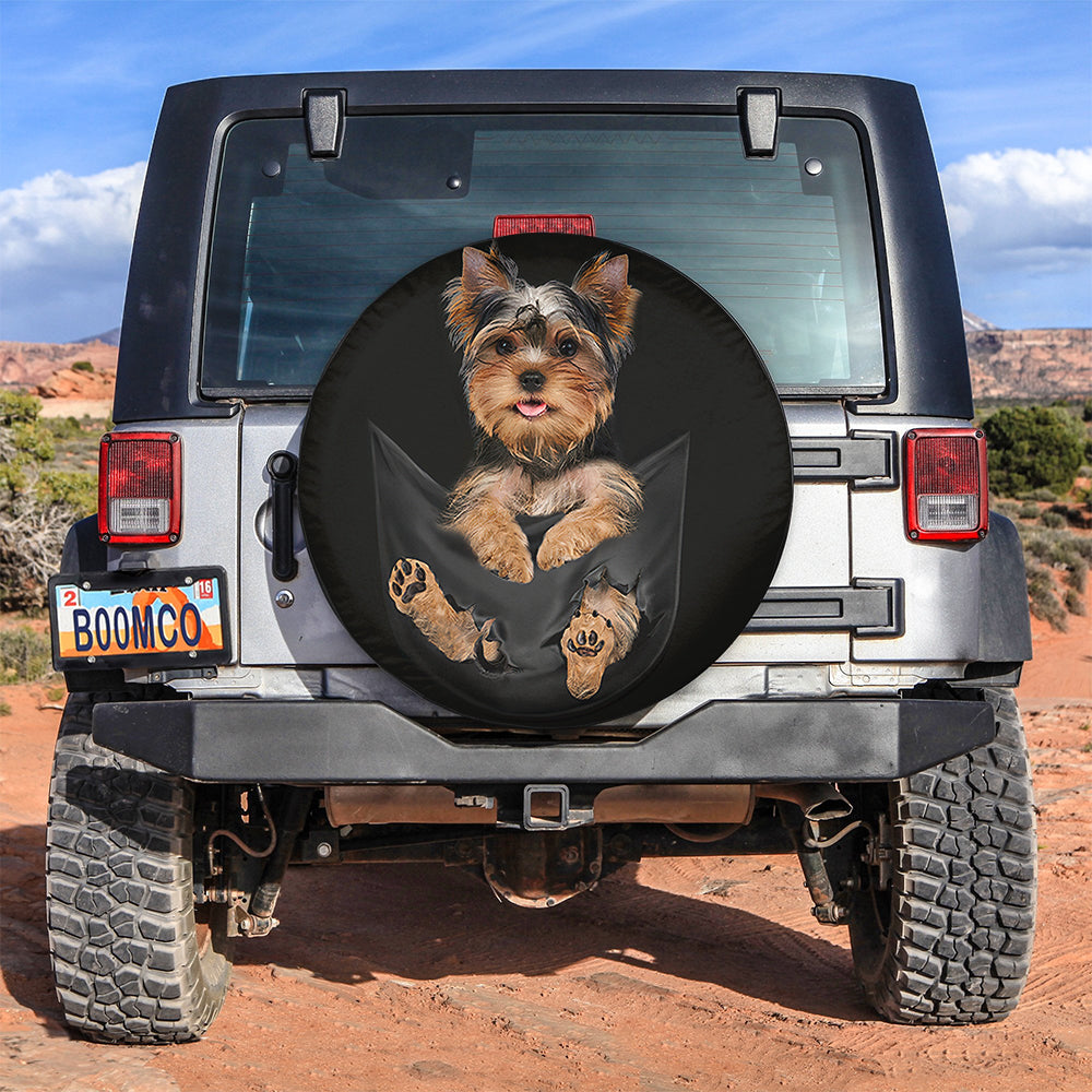 Yorkshire Puppy Dog Hanging Cute Jeep Car Spare Tire Cover
