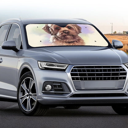 Yorkshire Terrier Portrait Print Car Windshield Sun Shade