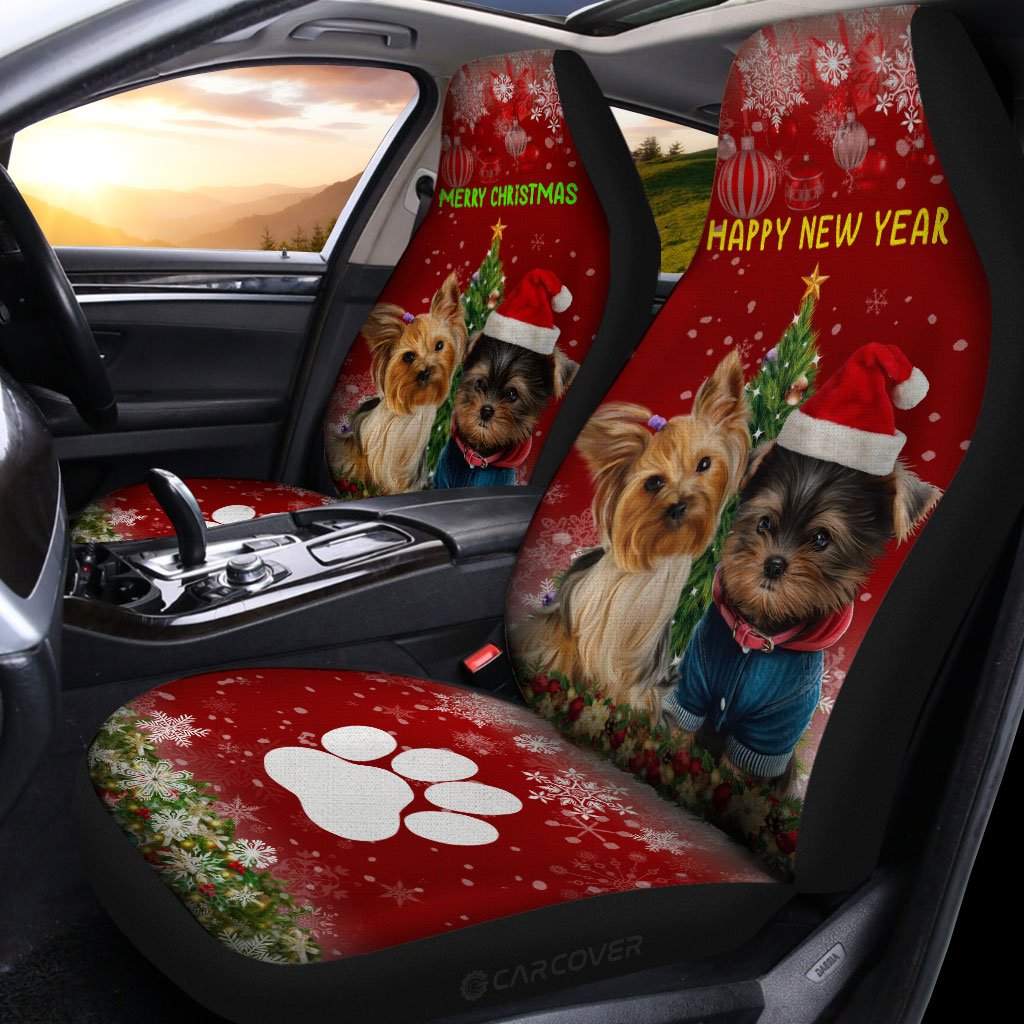 Yorkshire Terriers Dog Car Seat Covers Custom Christmas Car Interior Accessories