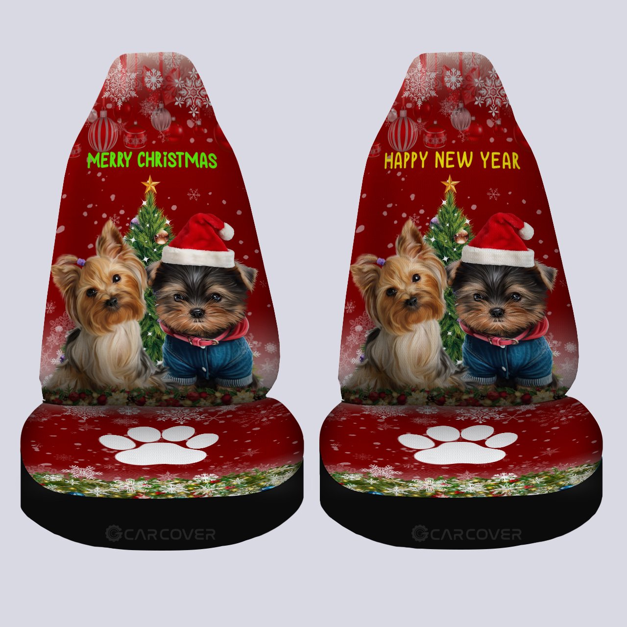 Yorkshire Terriers Dog Car Seat Covers Custom Christmas Car Interior Accessories