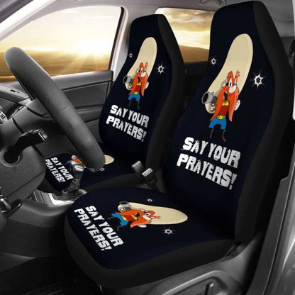 Yosemite Sam Car Seat Cover Looney Say Your Prayer Hand With Gun Fan Gift Universal Fit 051012