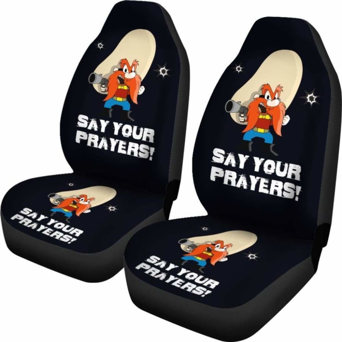 Yosemite Sam Car Seat Cover Looney Say Your Prayer Hand With Gun Fan Gift Universal Fit 051012