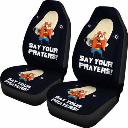 Yosemite Sam Car Seat Cover Looney Say Your Prayer Hand With Gun Fan Gift Universal Fit 051012