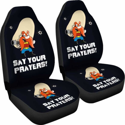 Yosemite Sam Car Seat Cover Looney Say Your Prayer Hand With Gun Fan Gift Universal Fit 051012