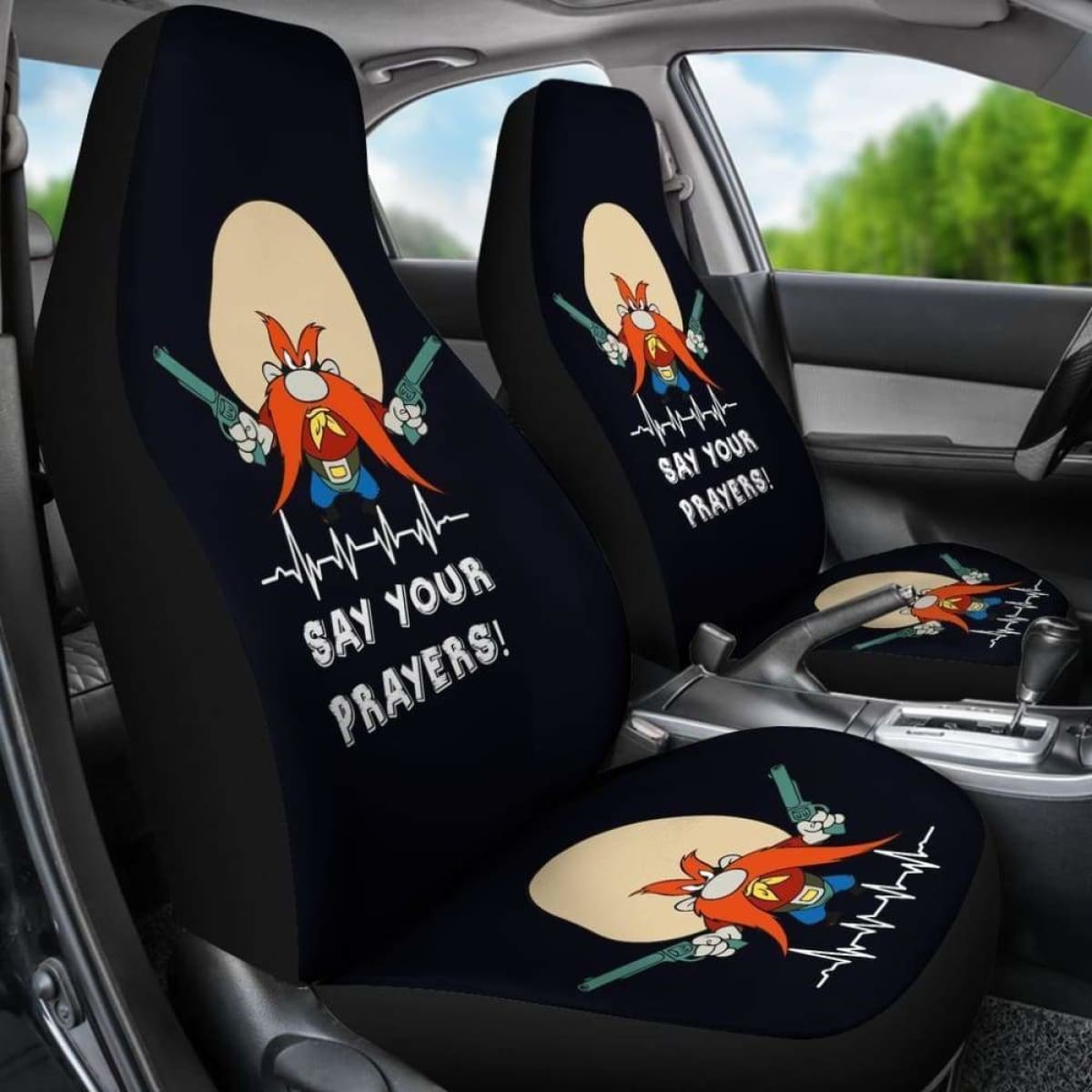 Yosemite Sam Looney Car Seat Cover Say Your Prayer Hand With Gun Fan Gift Universal Fit 051012