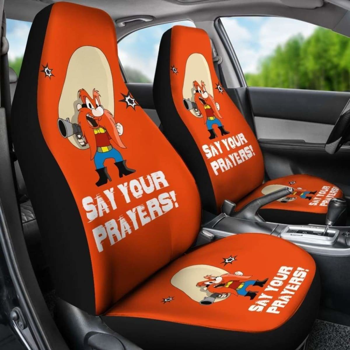 Yosemite Sam Looney Car Seat Cover Say Your Prayer Hand With Gun Fan Gift Universal Fit 051012