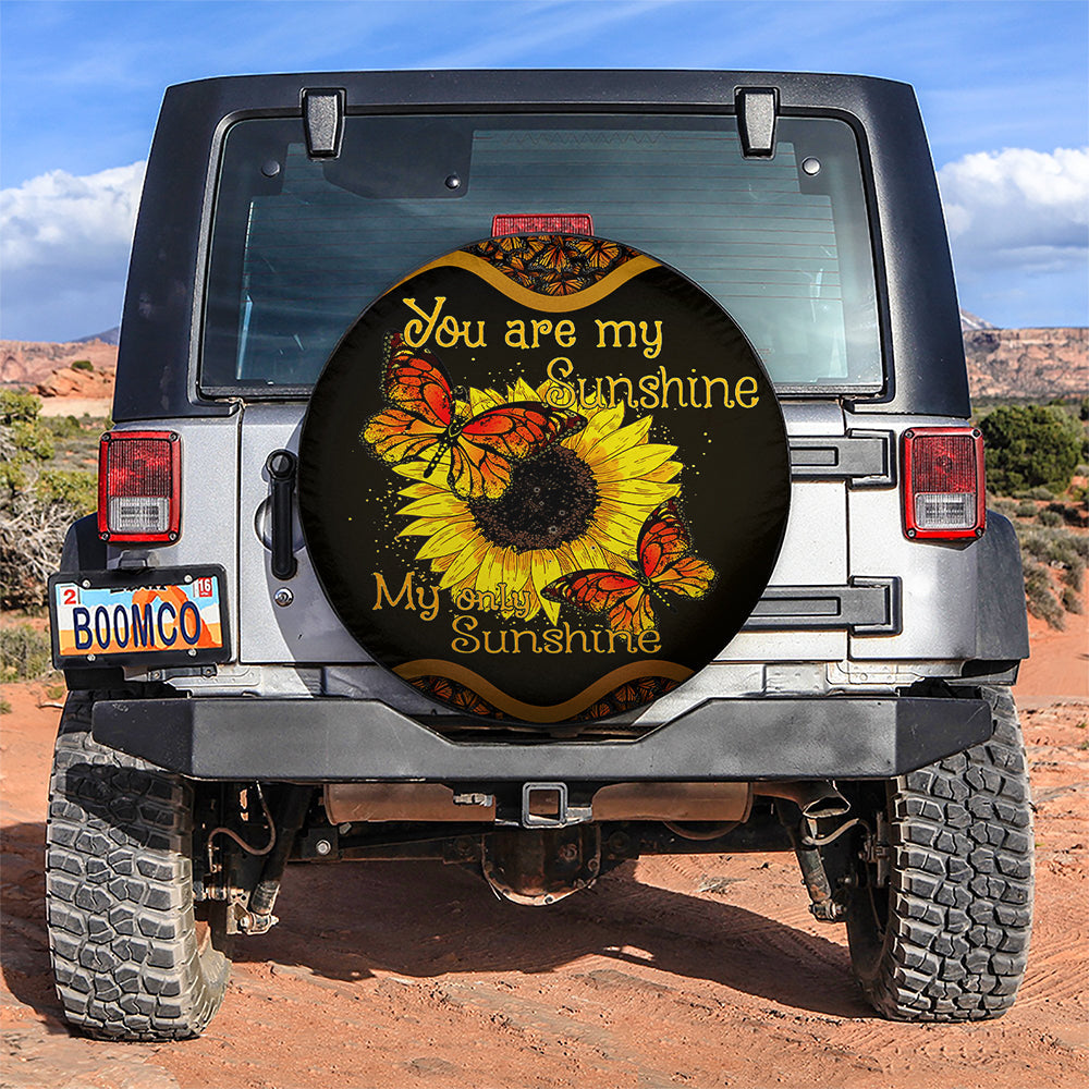 You Are My Sunshine Sunflower Butterfly Car Spare Tire Cover