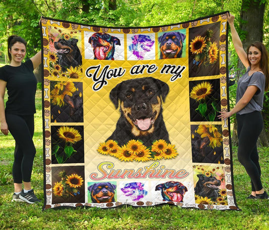 You Are My Sunshine Sunflower Rottweiler Blanket Dog Lover
