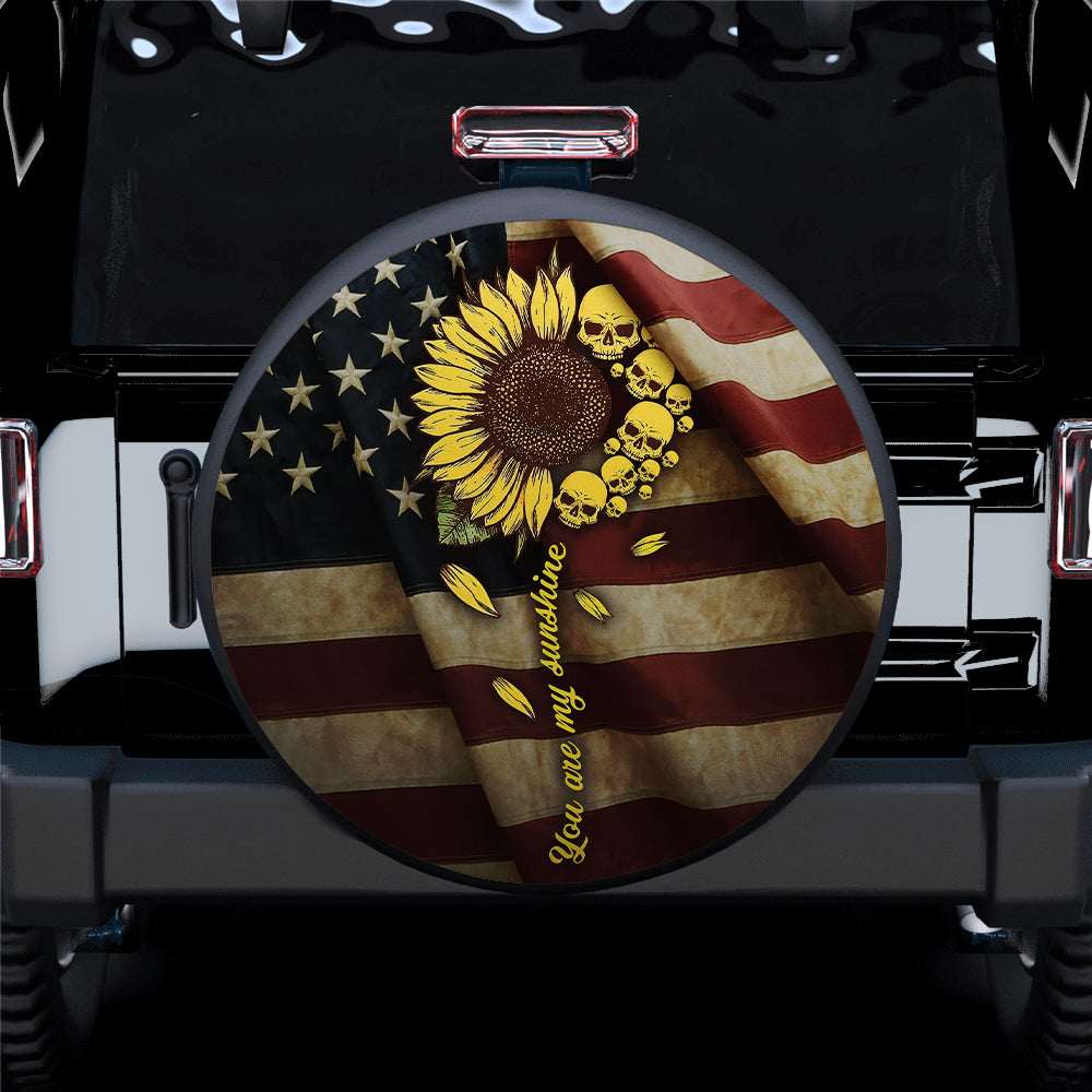 You Are My Sunshine Sunflower, Skull American Custom Car Spare Tire Cover