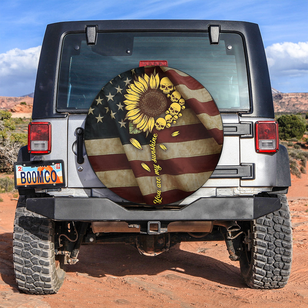 You Are My Sunshine Sunflower, Skull American Custom Car Spare Tire Cover