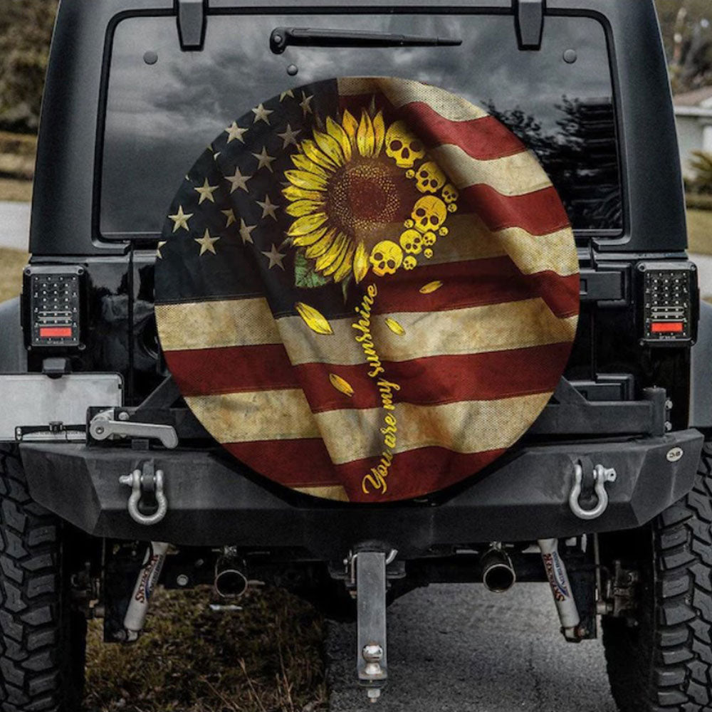 You Are My Sunshine Sunflower, Skull American Custom Car Spare Tire Cover