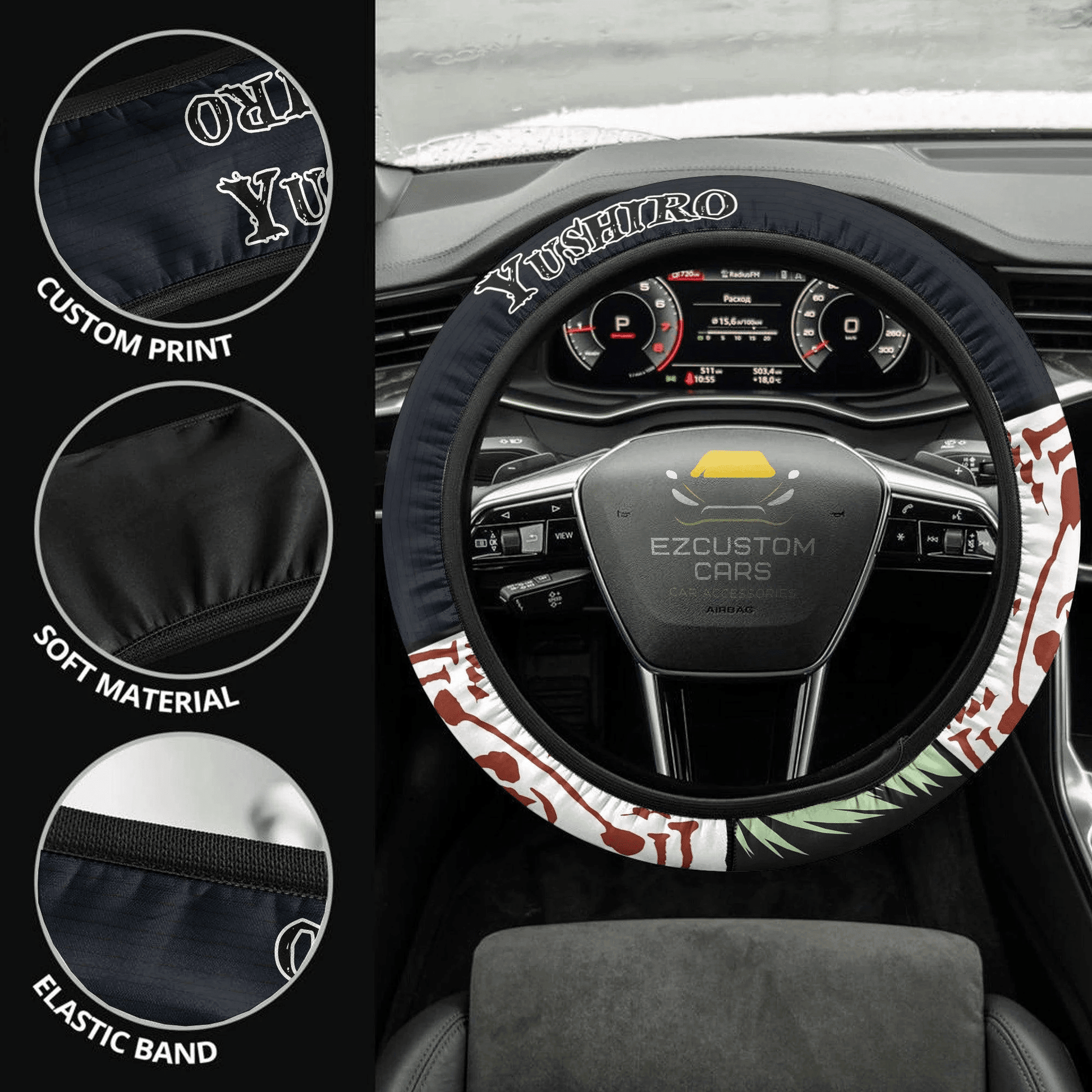 Yushiro Anime Steering Wheel Cover Custom Anime Demon Slayer Car Accessories