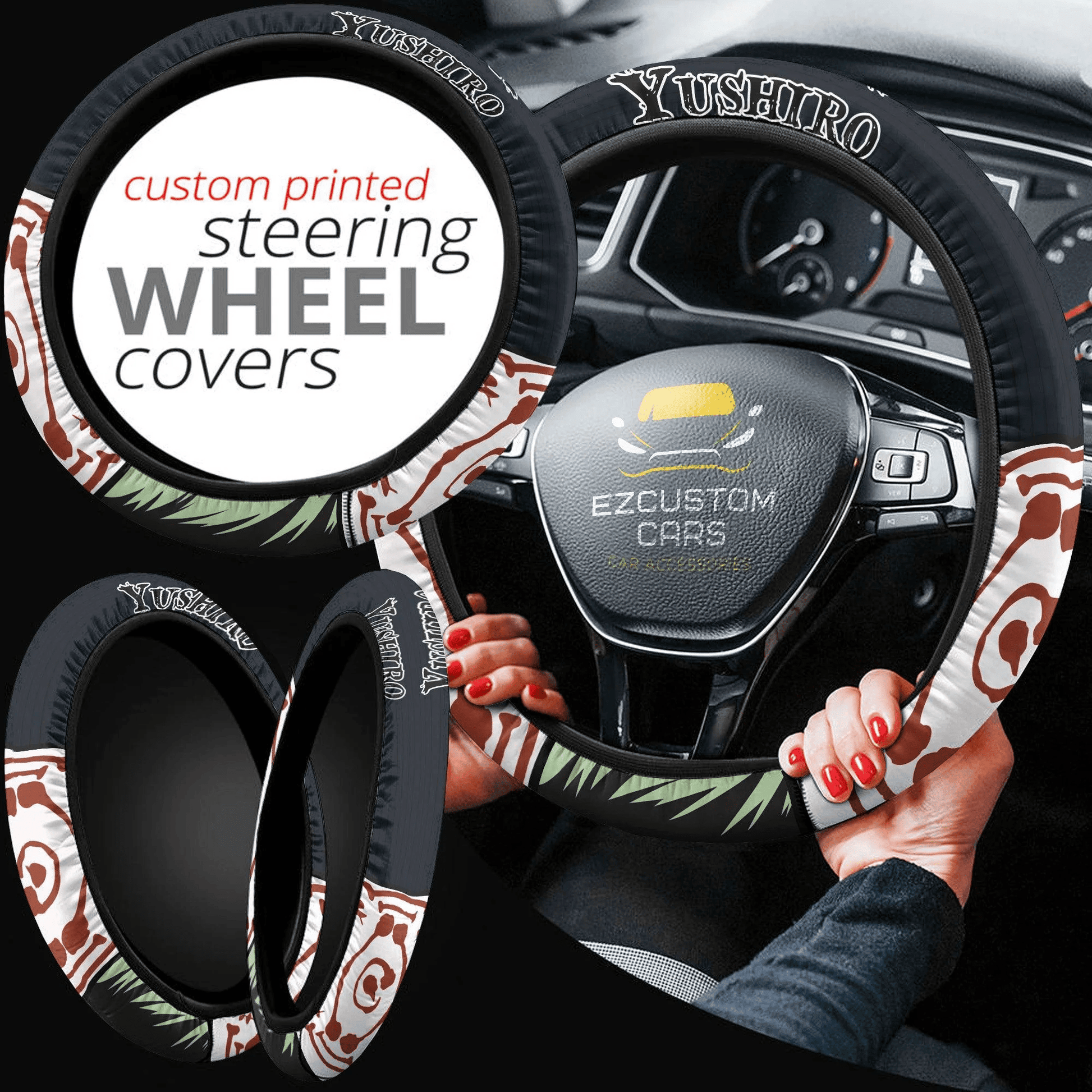 Yushiro Anime Steering Wheel Cover Custom Anime Demon Slayer Car Accessories