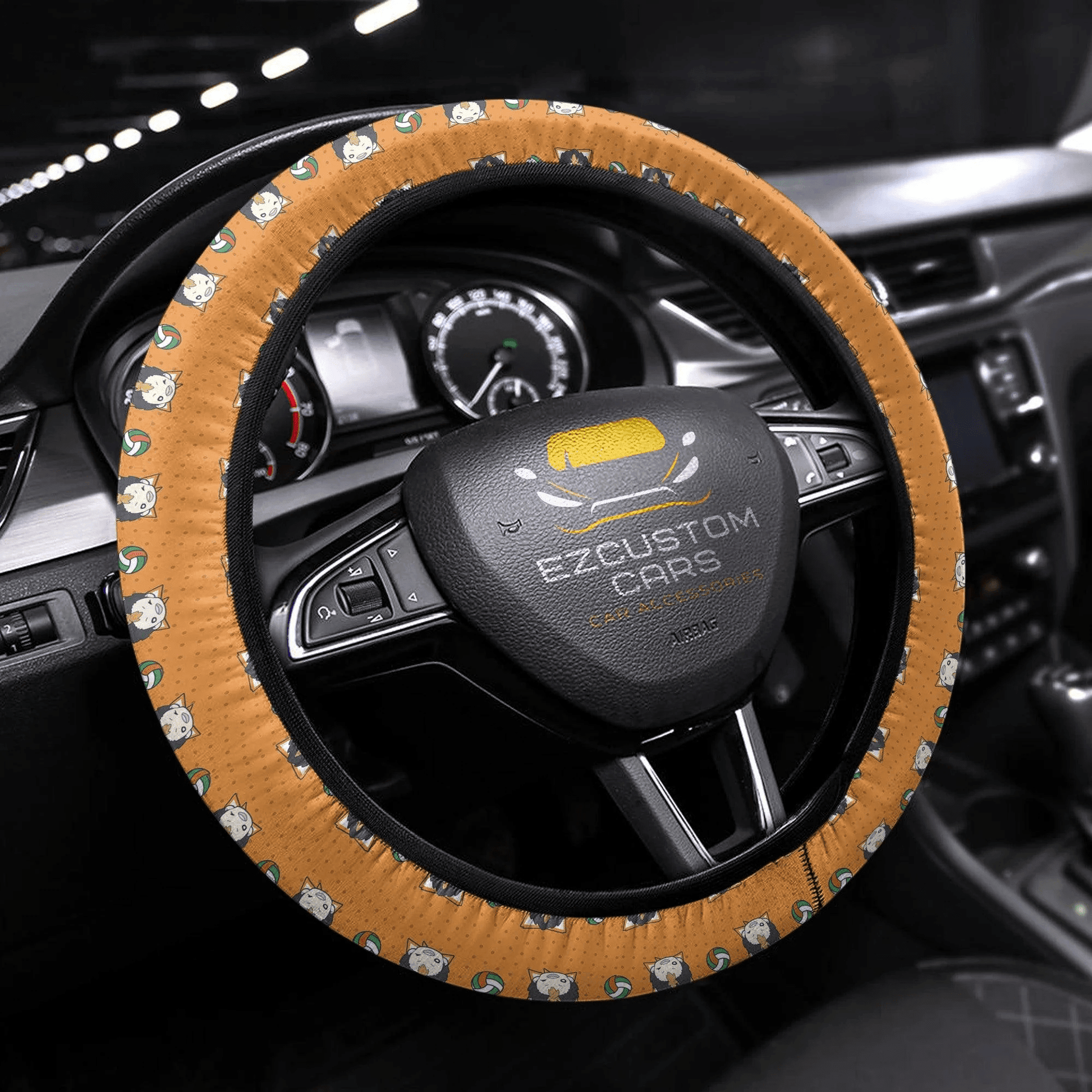 Yuu Nishinoya Anime Steering Wheel Cover Custom Haikyuu Anime Car Accessories