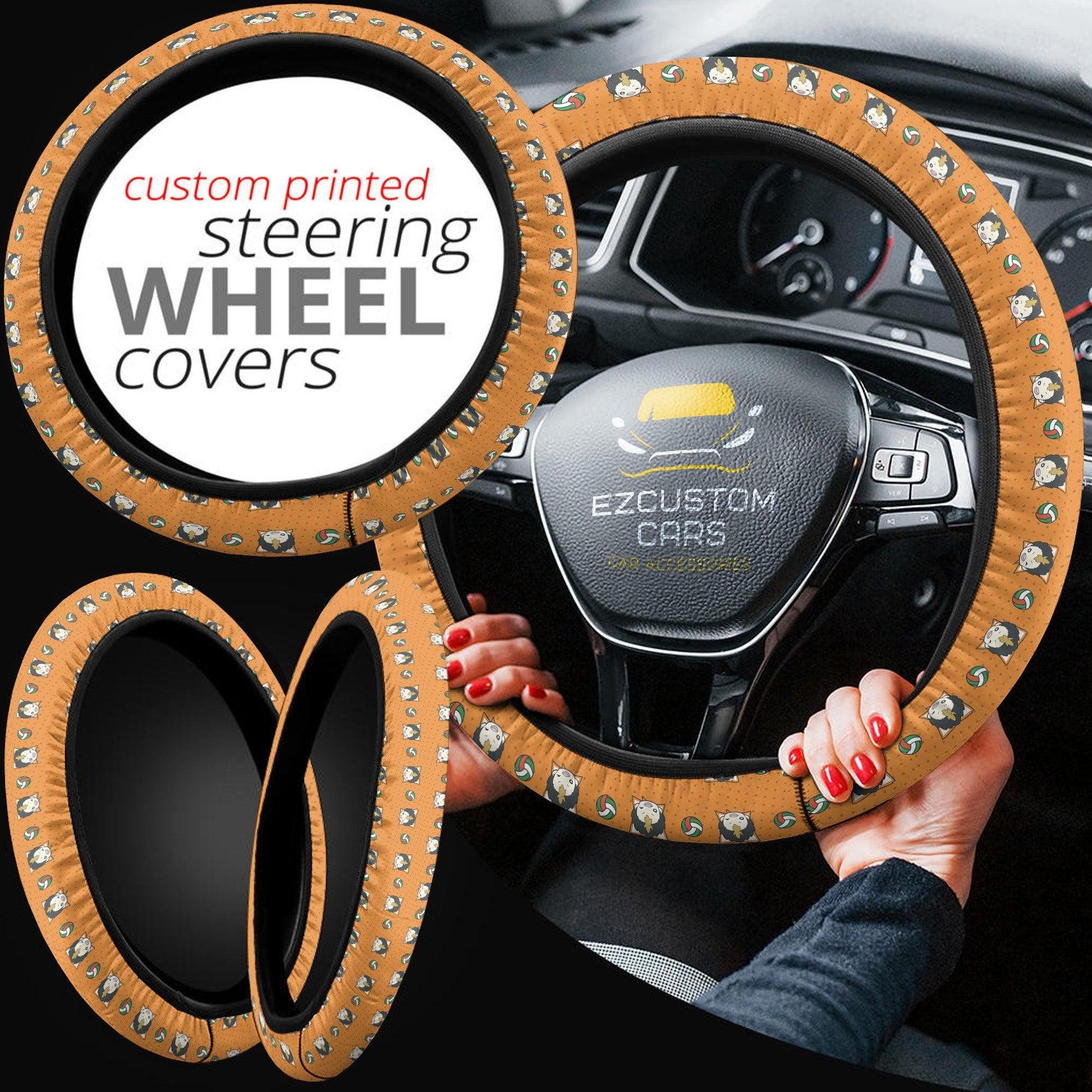 Yuu Nishinoya Anime Steering Wheel Cover Custom Haikyuu Anime Car Accessories