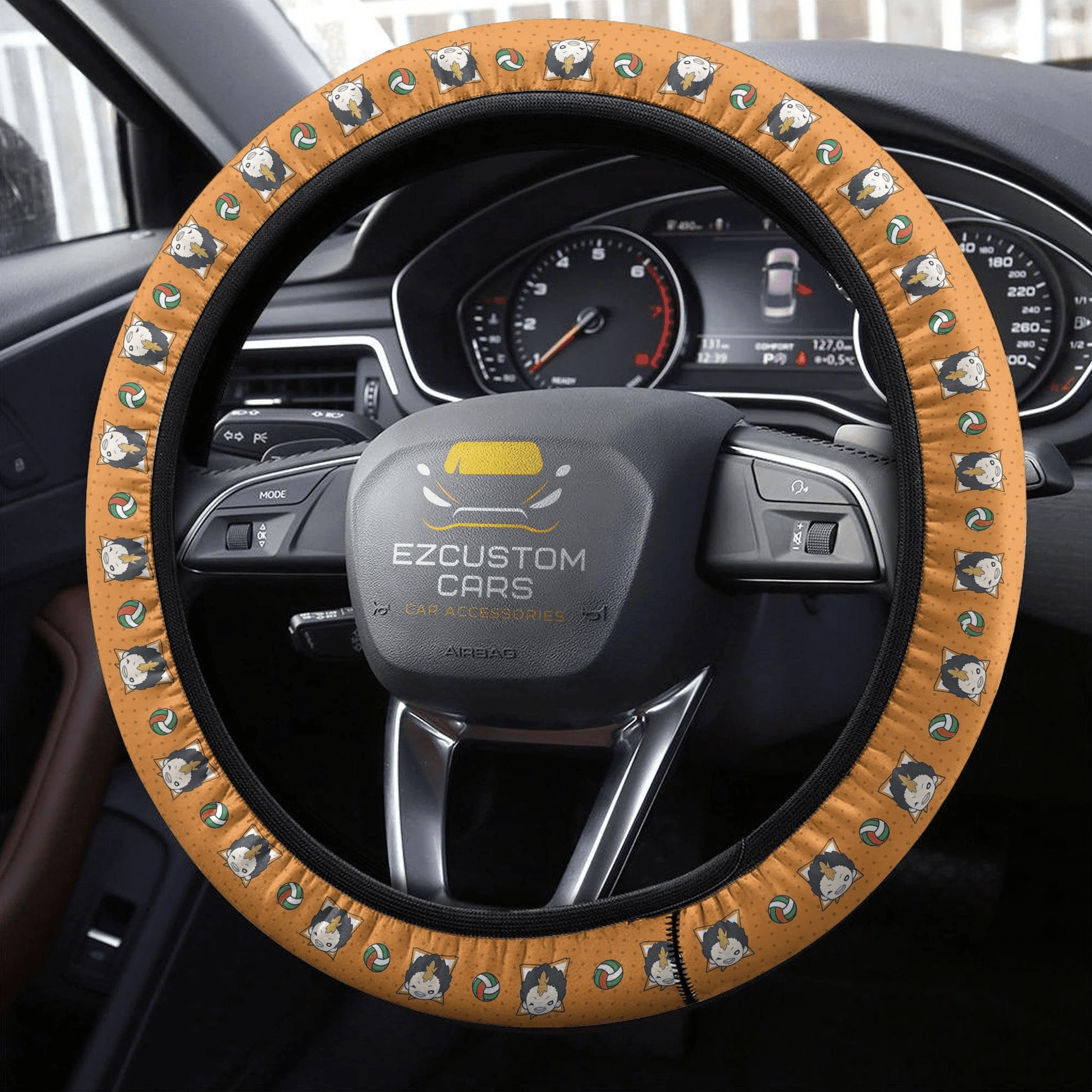 Yuu Nishinoya Anime Steering Wheel Cover Custom Haikyuu Anime Car Accessories