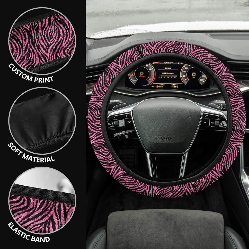 Zebra Pink Premium Car Steering Wheel Cover