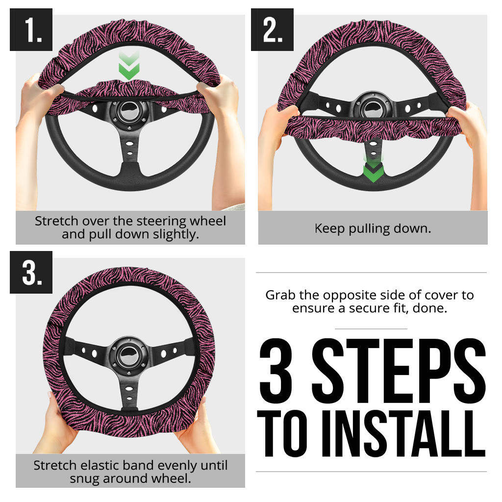Zebra Pink Premium Car Steering Wheel Cover