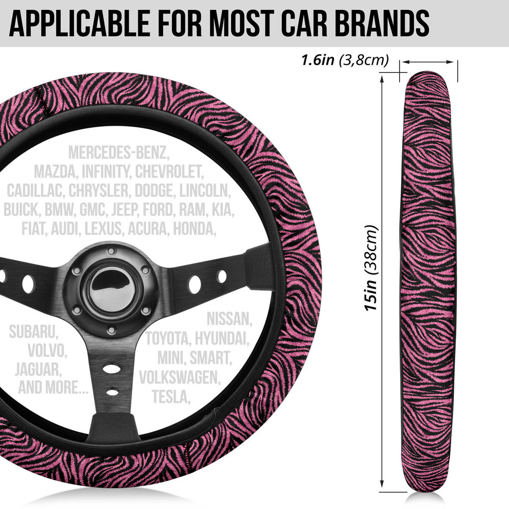 Zebra Pink Premium Car Steering Wheel Cover