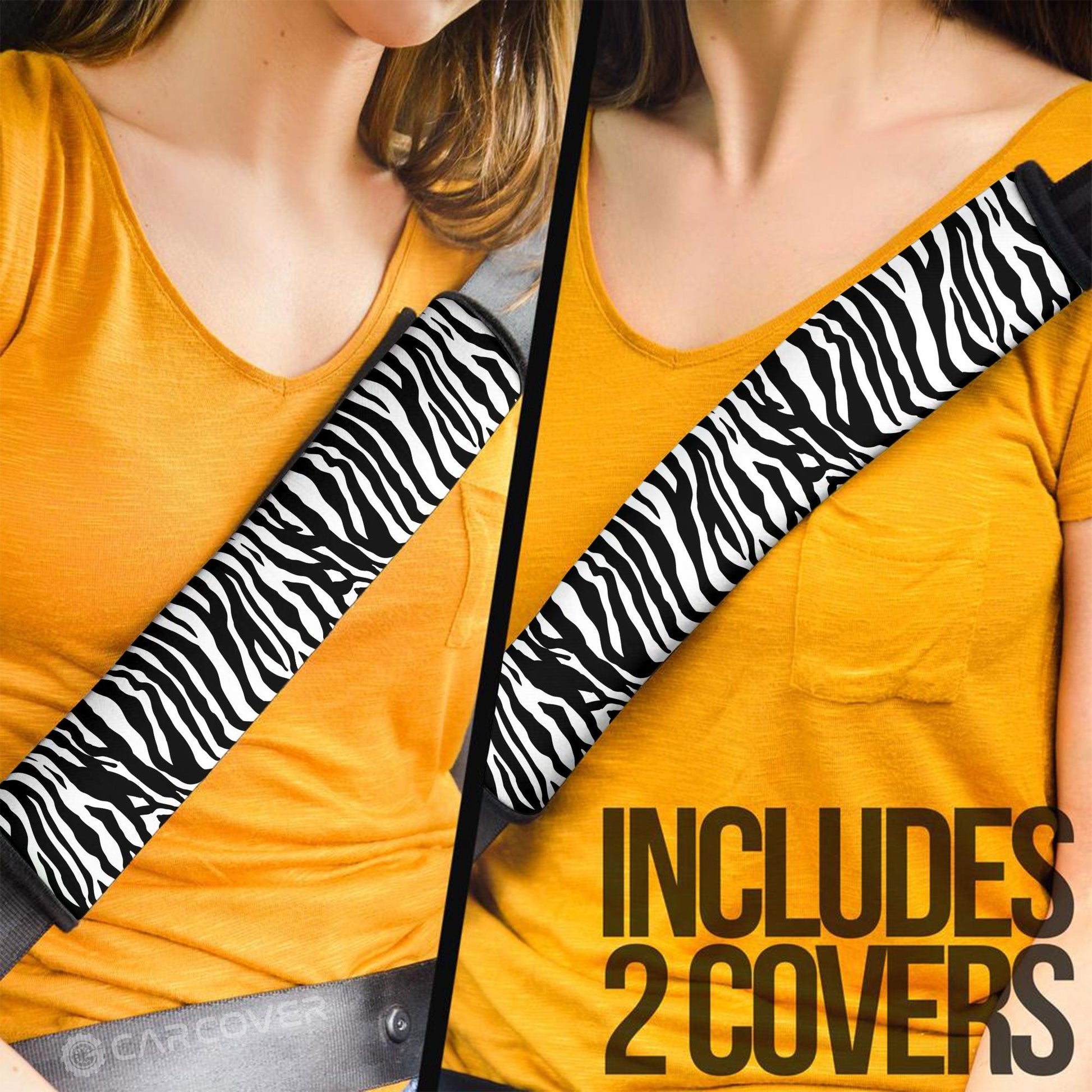 Zebra Seat Belt Covers Custom Animal Skin Printed Car Interior Accessories