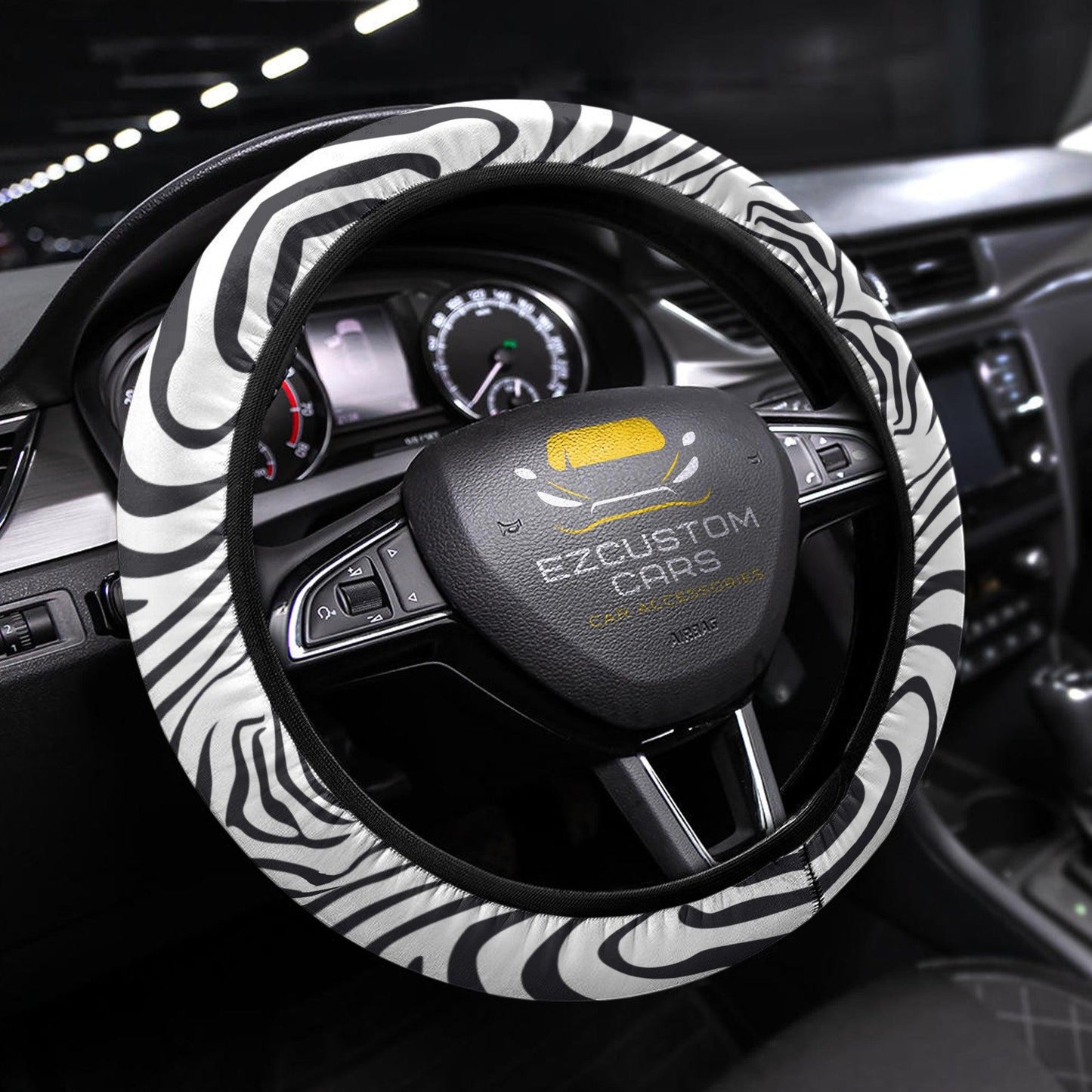 Zebra Skin Anime Steering Wheel Cover Custom Animal Car Accessories