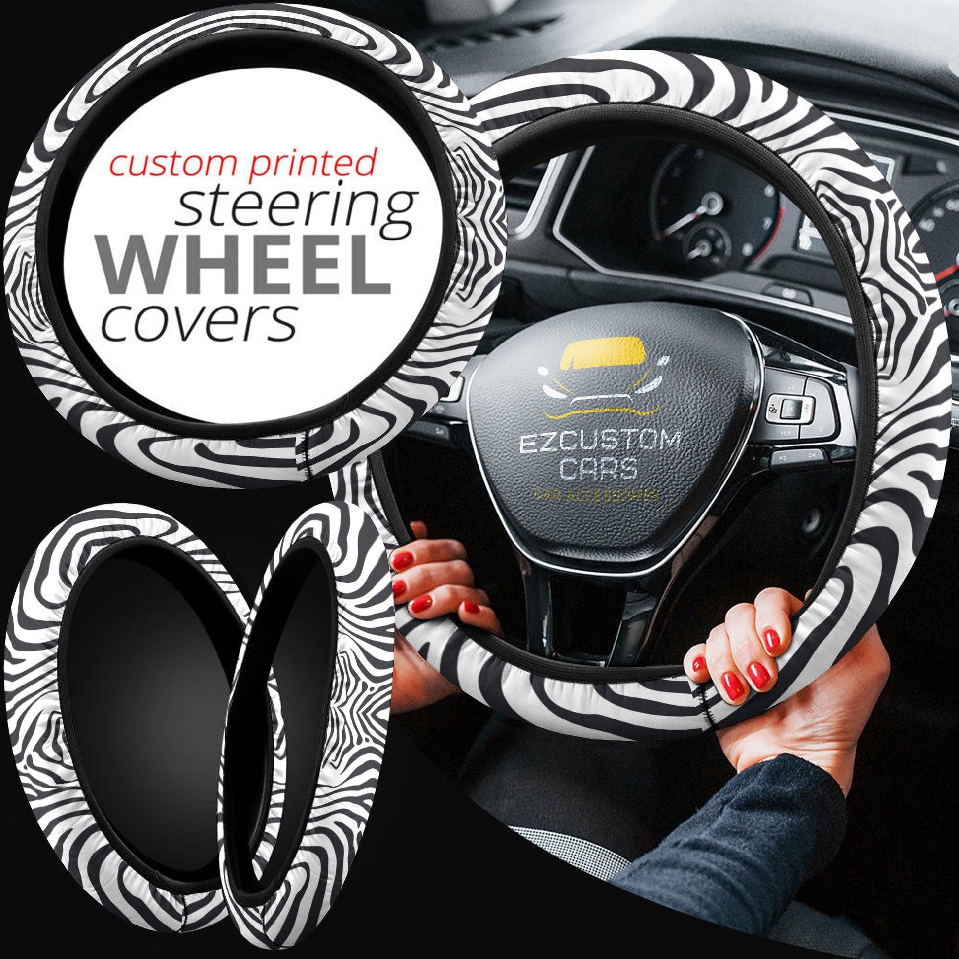 Zebra Skin Anime Steering Wheel Cover Custom Animal Car Accessories