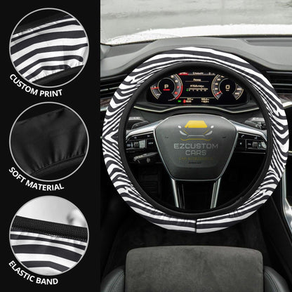 Zebra Skin Anime Steering Wheel Cover Custom Animal Car Accessories