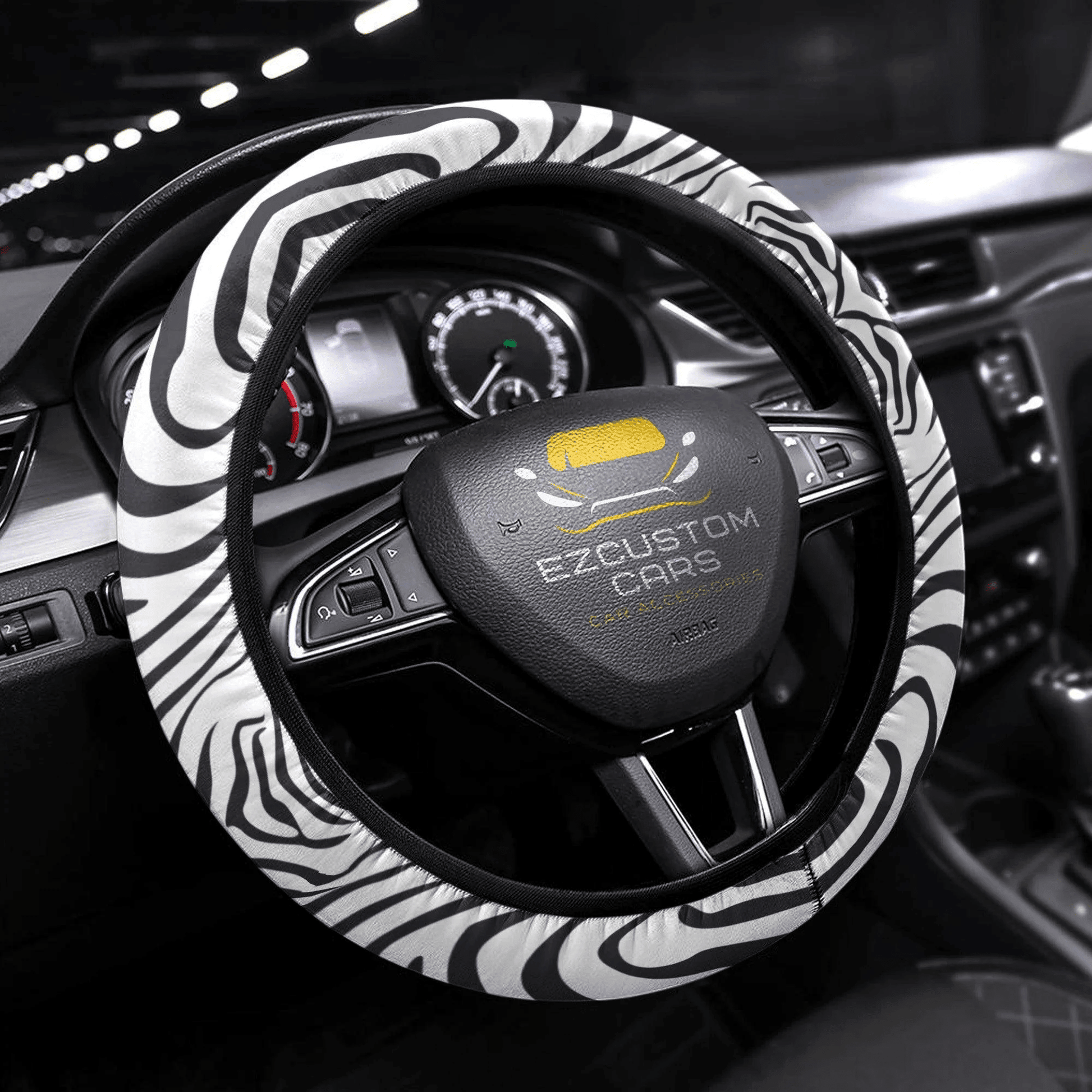 Zebra Skin Anime Steering Wheel Cover Custom Animal Car Accessories