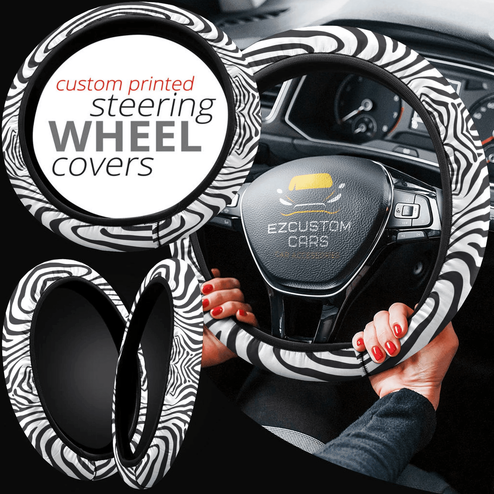 Zebra Skin Anime Steering Wheel Cover Custom Animal Car Accessories