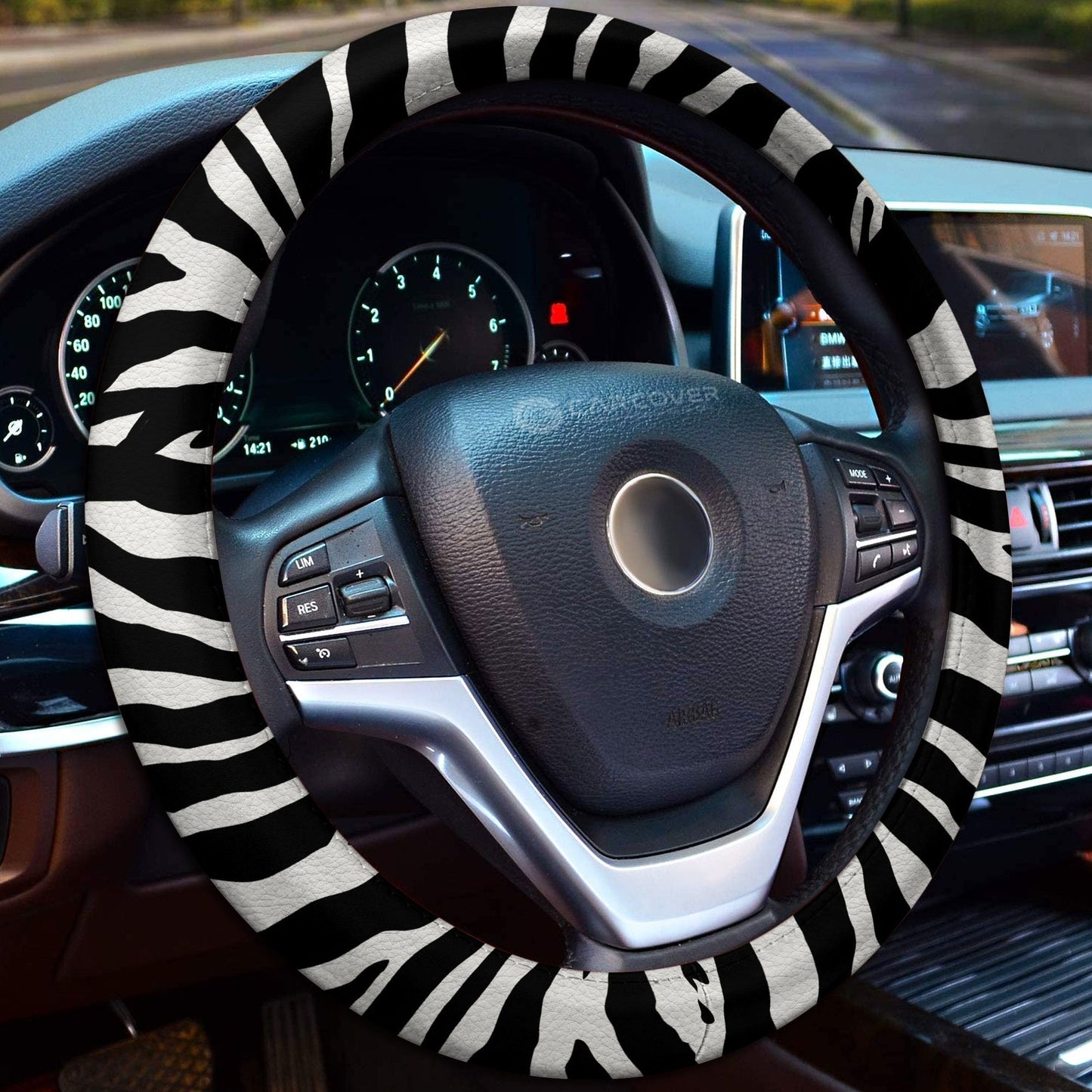 Zebra Steering Wheel Cover Custom Animal Skin Printed Car Interior Accessories