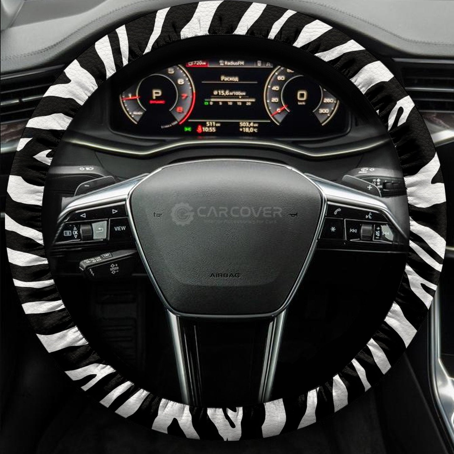Zebra Steering Wheel Cover Custom Animal Skin Printed Car Interior Accessories