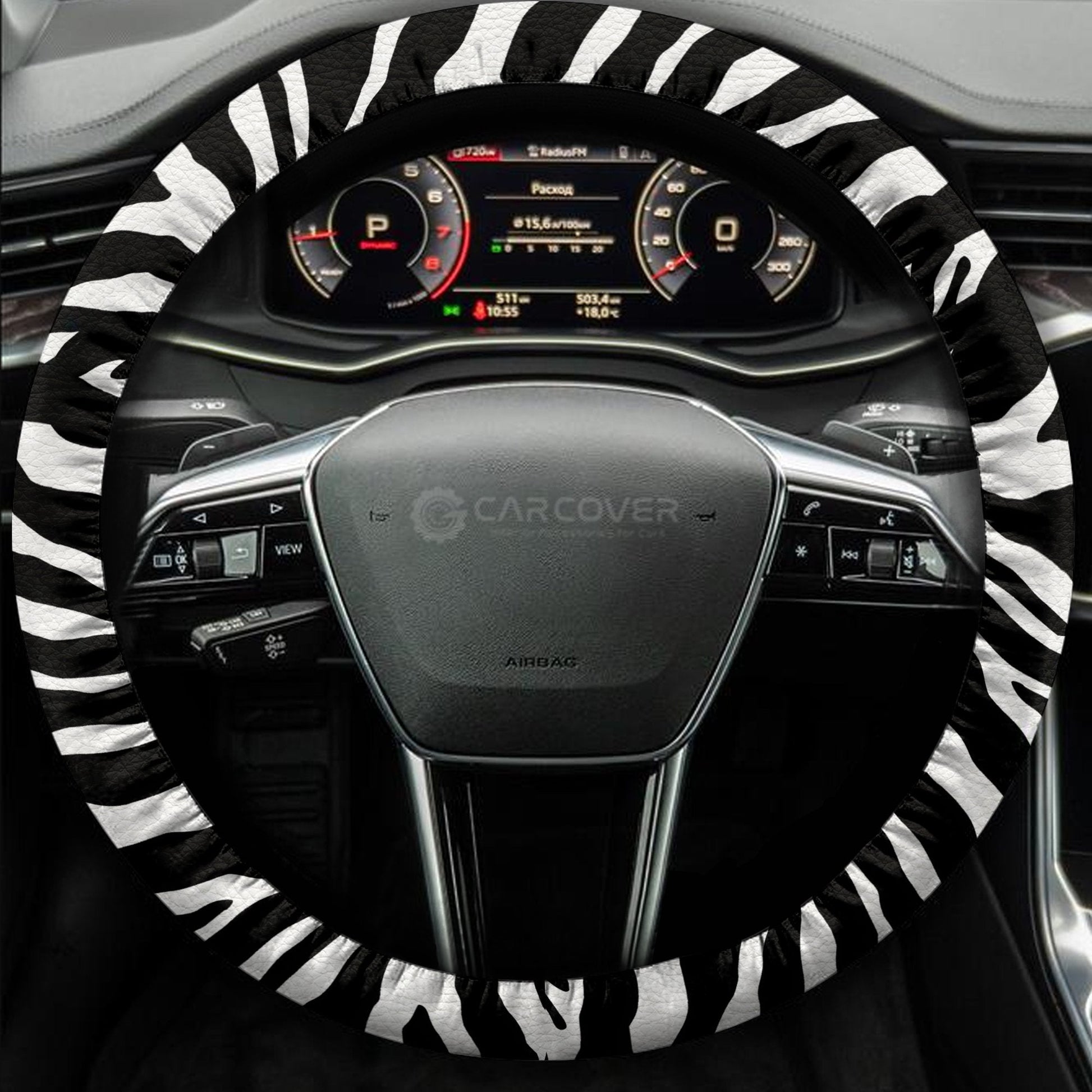 Zebra Steering Wheel Cover Custom Animal Skin Printed Car Interior Accessories