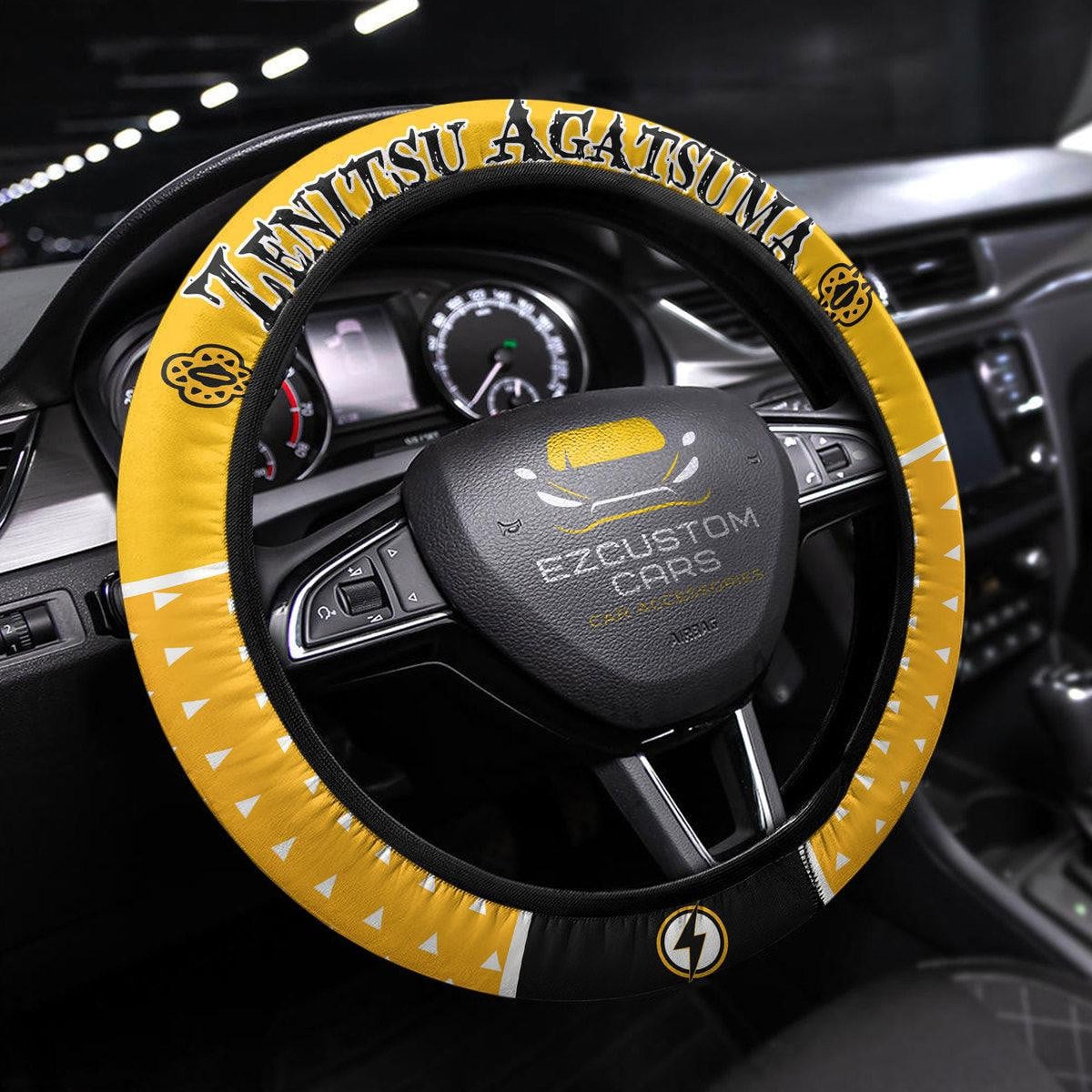 Zenitsu Agatsuma Anime Steering Wheel Cover Custom Anime Demon Slayer Car Accessories
