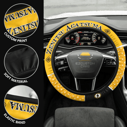 Zenitsu Agatsuma Anime Steering Wheel Cover Custom Anime Demon Slayer Car Accessories