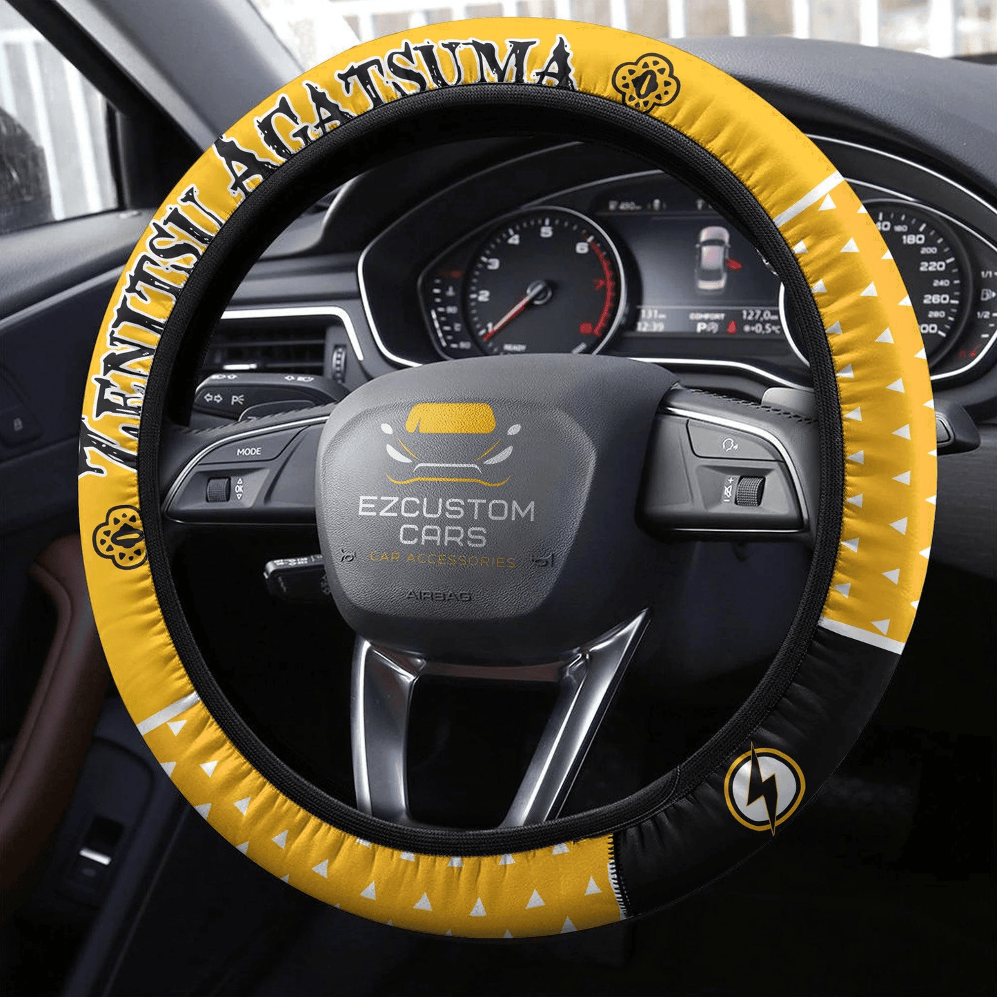 Zenitsu Agatsuma Anime Steering Wheel Cover Custom Anime Demon Slayer Car Accessories