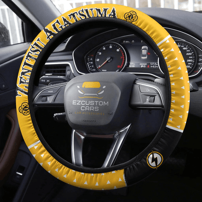 Zenitsu Agatsuma Anime Steering Wheel Cover Custom Anime Demon Slayer Car Accessories