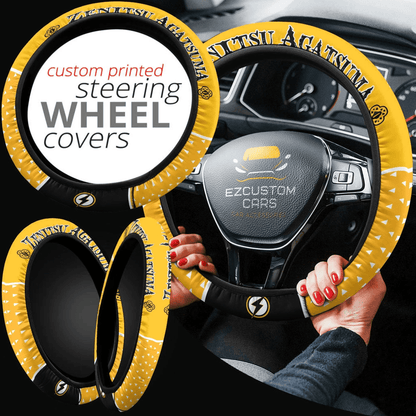 Zenitsu Agatsuma Anime Steering Wheel Cover Custom Anime Demon Slayer Car Accessories