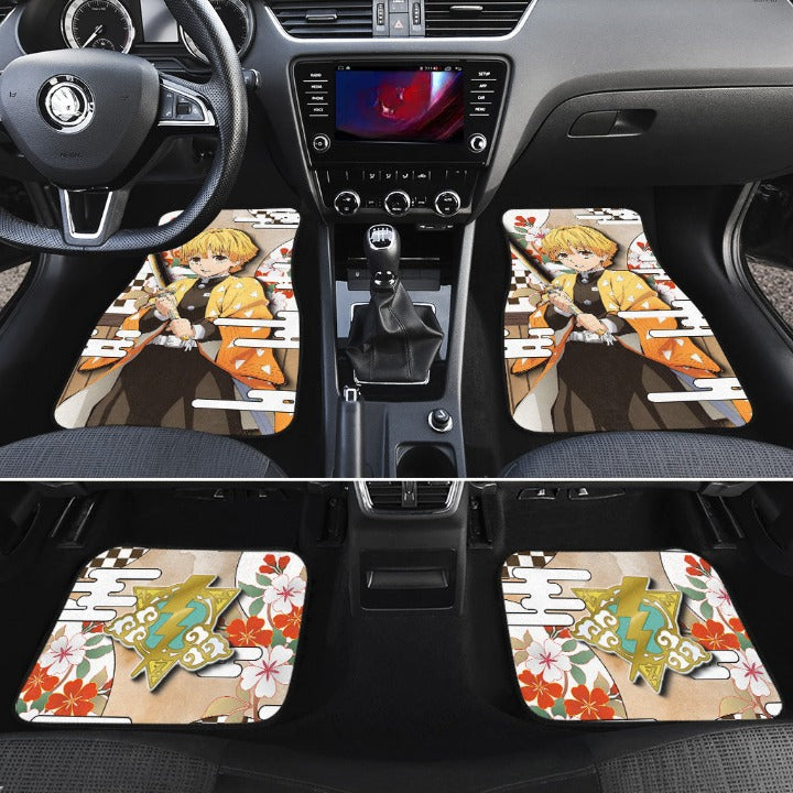 Zenitsu Car Floor Mats Custom Demon Slayer Anime Car Accessories
