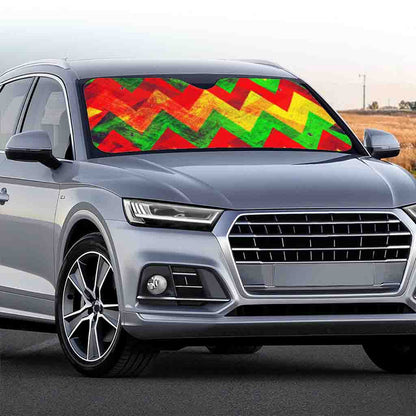 Zig Zag Reggae Pattern Print Car Windshield Sun Shade