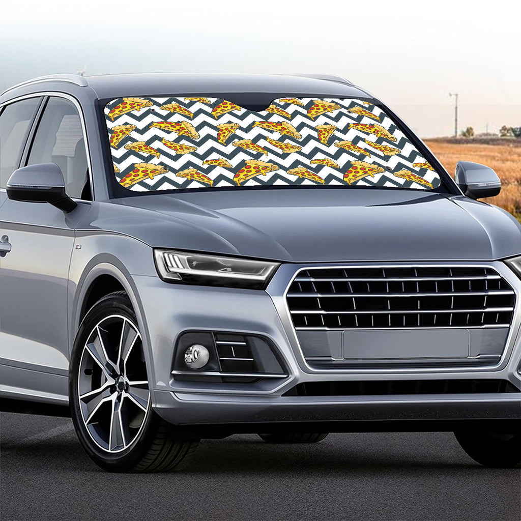 Zigzag Pizza Pattern Print Car Windshield Sun Shade