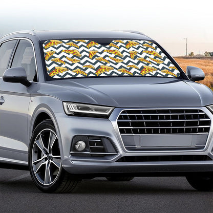 Zigzag Pizza Pattern Print Car Windshield Sun Shade
