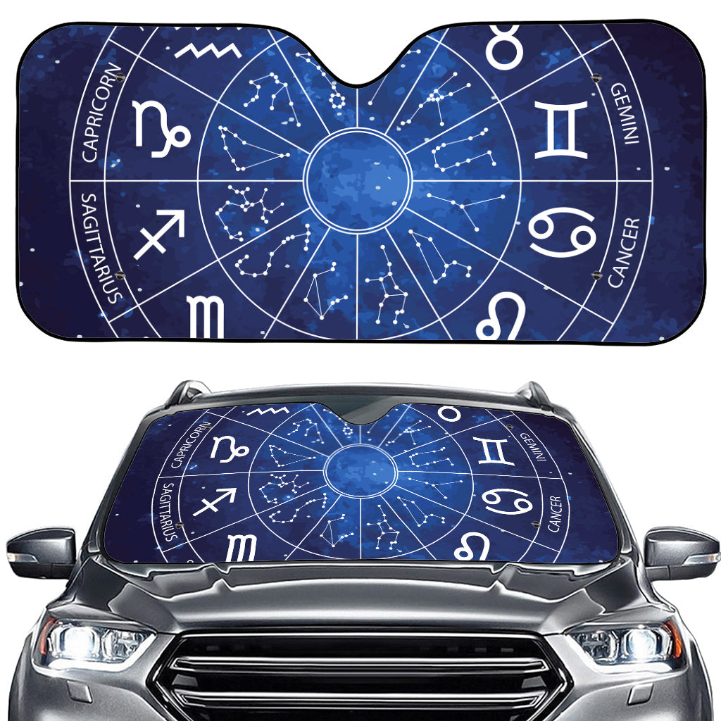 Zodiac Signs Wheel Print Car Windshield Sun Shade