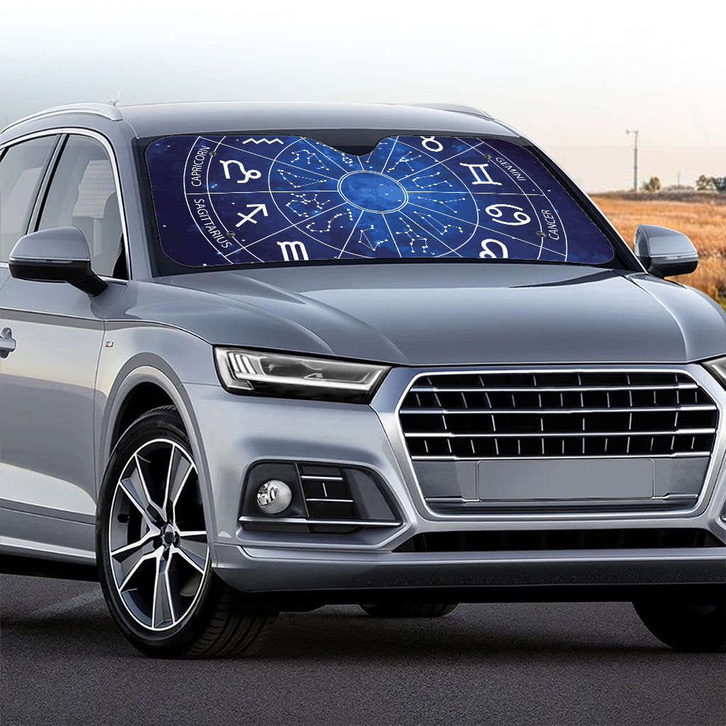 Zodiac Signs Wheel Print Car Windshield Sun Shade