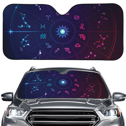 Zodiac Symbols Wheel Print Car Windshield Sun Shade