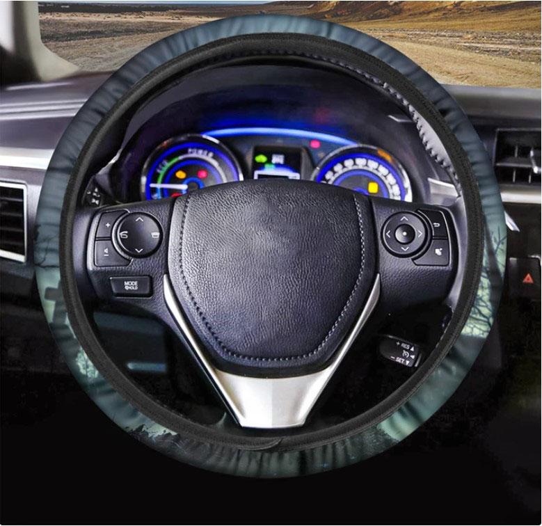 Zombie Hand Rising From Grave Print Car Steering Wheel Cover