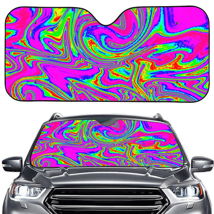 Abstract Psychedelic Liquid Trippy Print Car Windshield Sun Shade