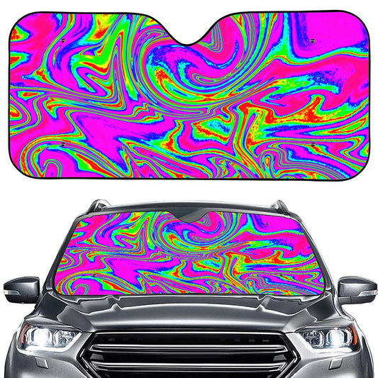 Abstract Psychedelic Liquid Trippy Print Car Windshield Sun Shade