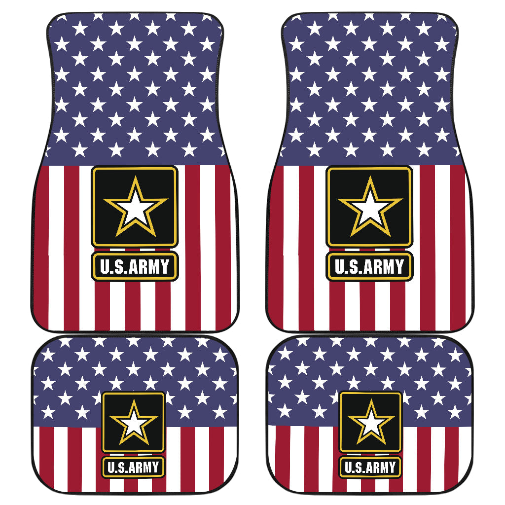 Army Veteran Floor Mats featuring U.S. Army logo and American flag design for veterans and military families