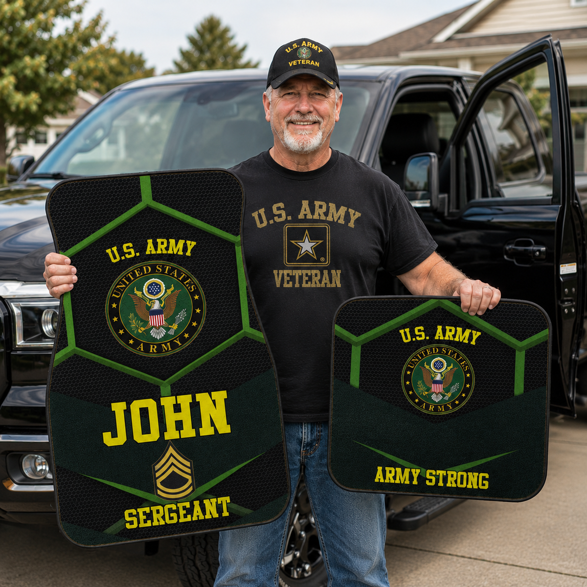 Personalized Army Car Floor Mats with Name & Rank