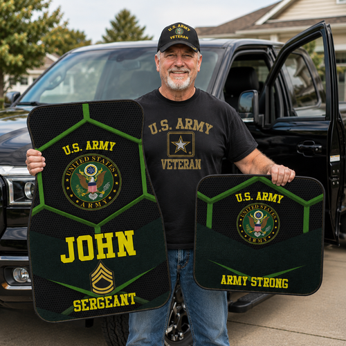 Personalized Army Car Floor Mats with Name & Rank